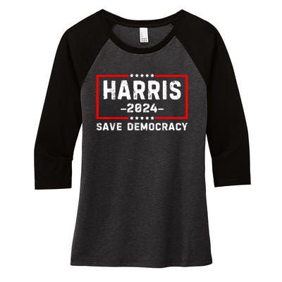 Kamala Harris Harris 2024 Us Flag Democratic President Women's Tri-Blend 3/4-Sleeve Raglan Shirt