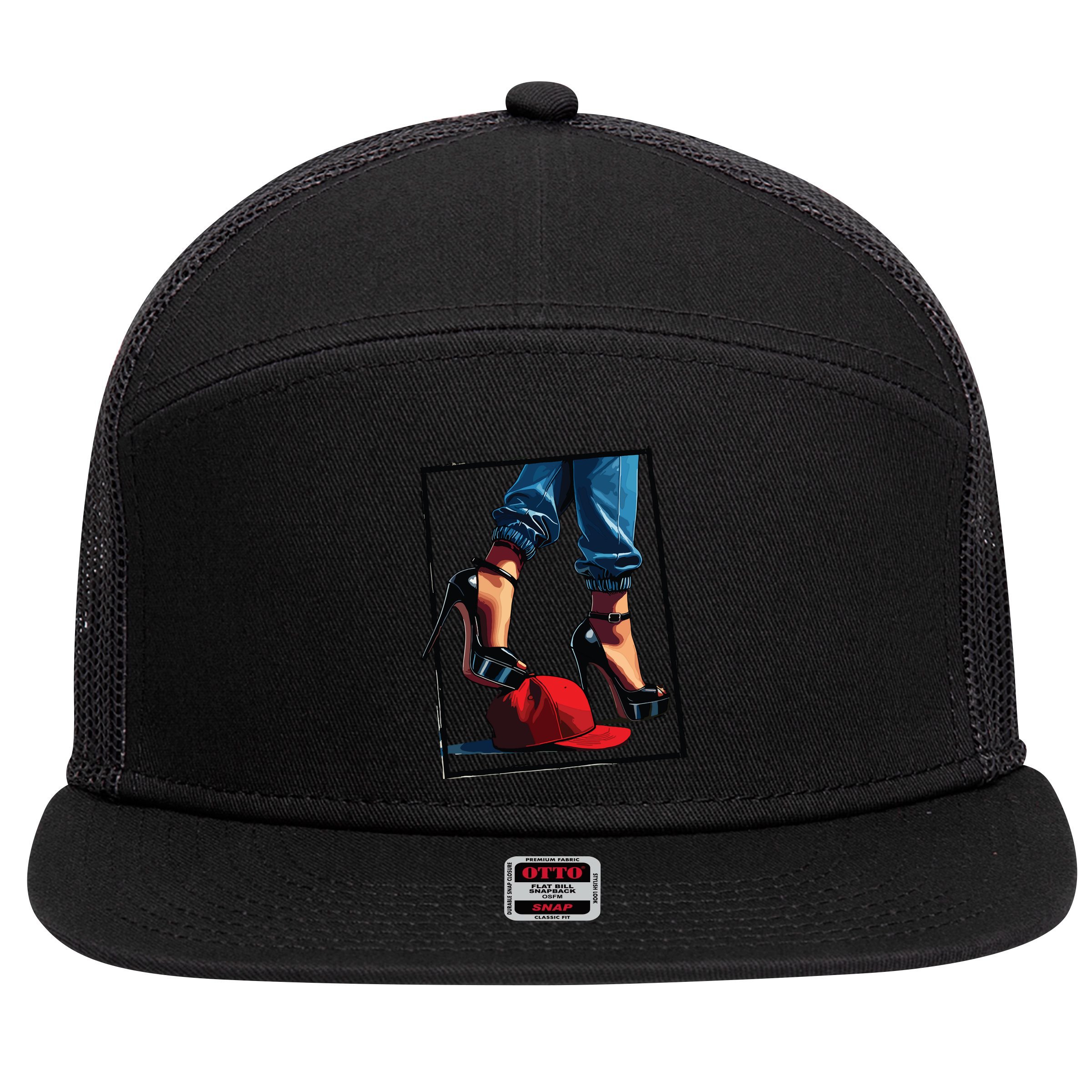 Kamala Harris Heels Stepping On Maga Hat 7 Panel Mesh Trucker Snapback Hat