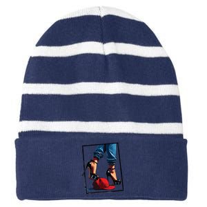 Kamala Harris Heels Stepping On Maga Hat Striped Beanie with Solid Band