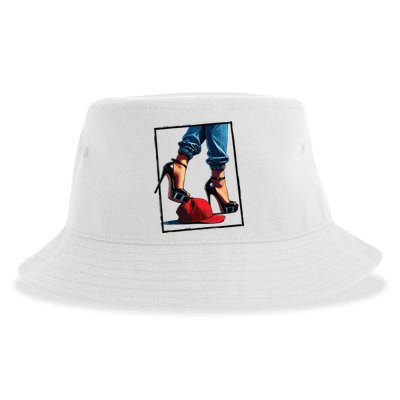 Kamala Harris Heels Stepping On Maga Hat Sustainable Bucket Hat