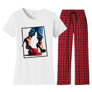 Kamala Harris Heels Stepping On Maga Hat Women's Flannel Pajama Set