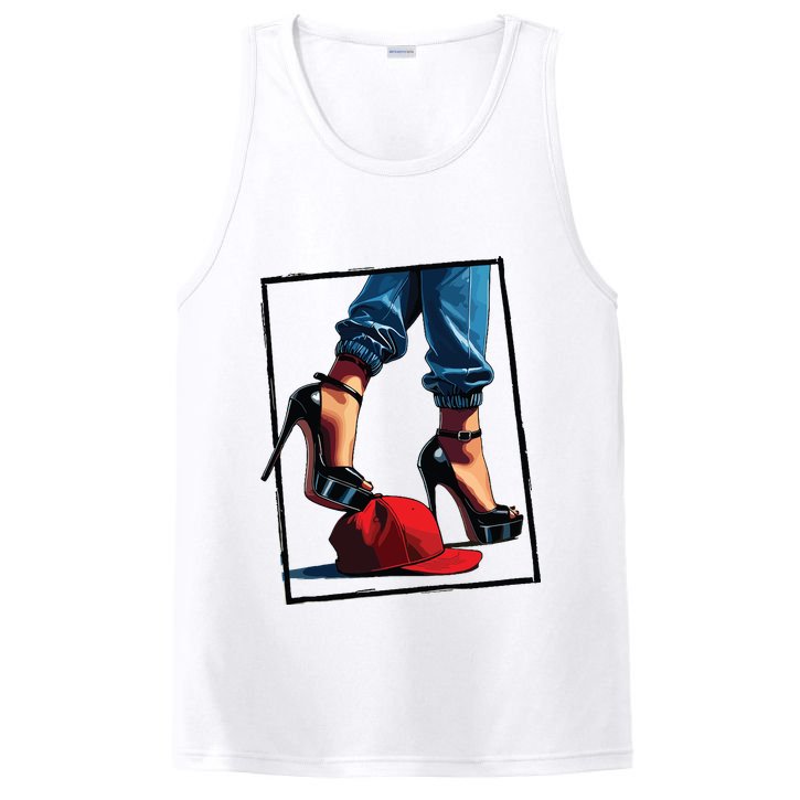 Kamala Harris Heels Stepping On Maga Hat PosiCharge Competitor Tank