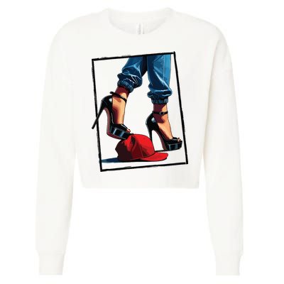 Kamala Harris Heels Stepping On Maga Hat Cropped Pullover Crew