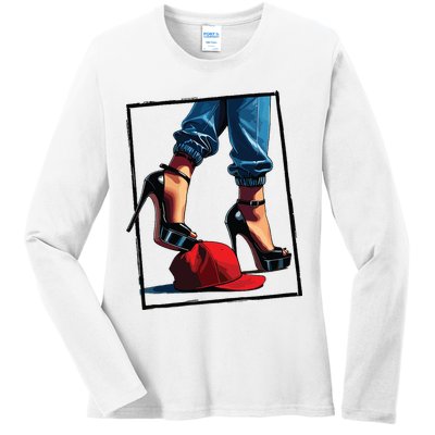Kamala Harris Heels Stepping On Maga Hat Ladies Long Sleeve Shirt