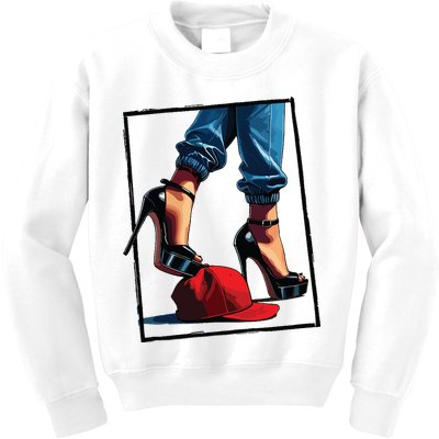 Kamala Harris Heels Stepping On Maga Hat Kids Sweatshirt