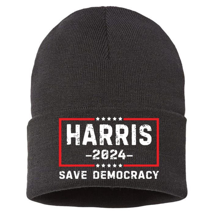 Kamala Harris Harris 2024 Us Flag Democratic President Sustainable Knit Beanie