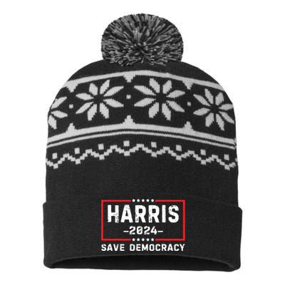 Kamala Harris Harris 2024 Us Flag Democratic President USA-Made Snowflake Beanie