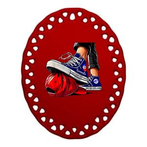 Kamala Harris High Heels Stepping On Red Maga Hat WeRe Not Going Back Vote For Ceramic Oval Ornament