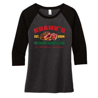 KrankS Hickory Honey Ham A Christmas Tradition Xmas Women's Tri-Blend 3/4-Sleeve Raglan Shirt