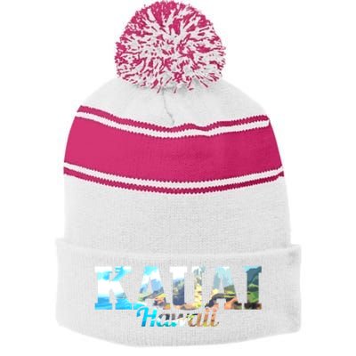 Kauai Hawaii Hawaiian Islands Surf Surfing Surfer Gift Cute Gift Stripe Pom Pom Beanie