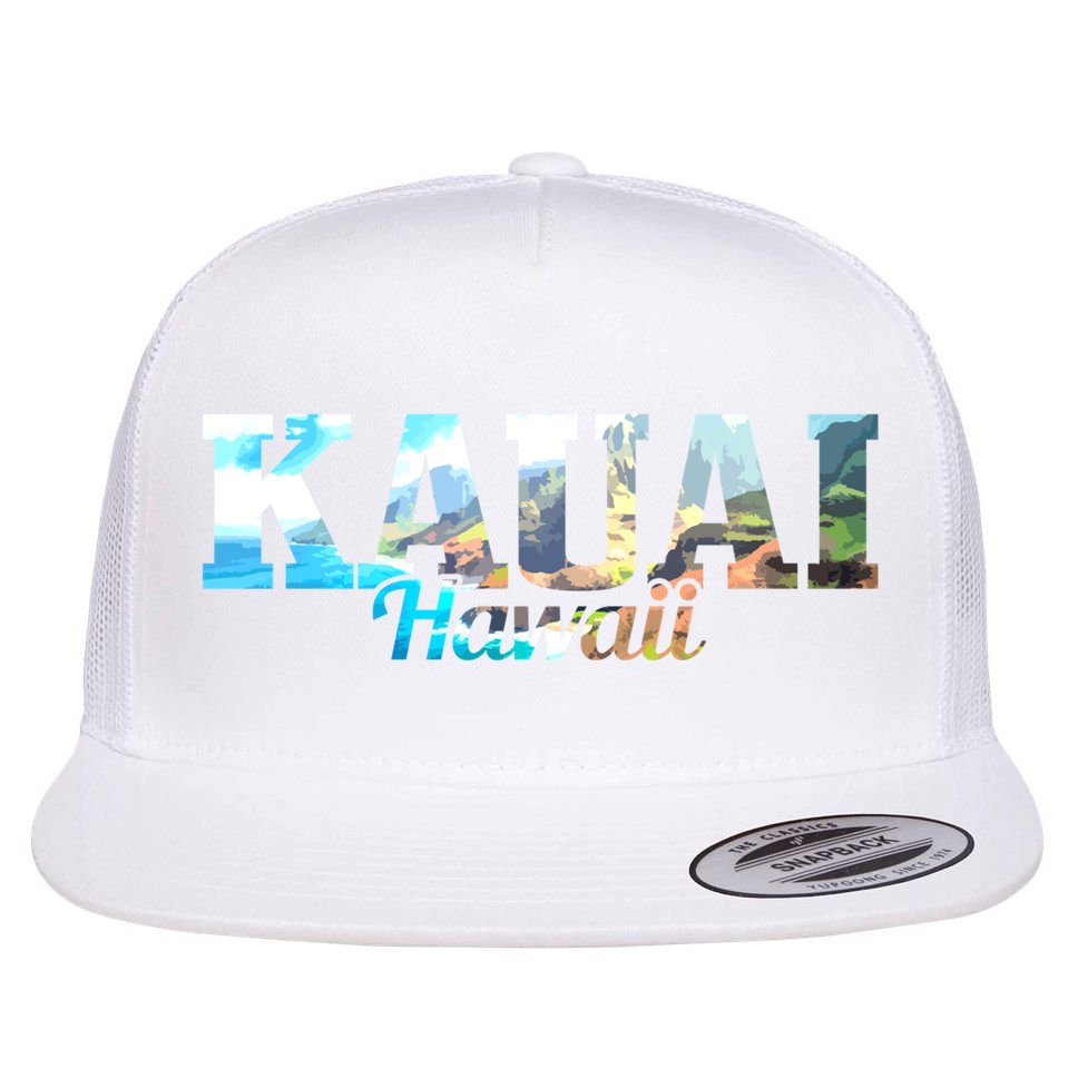 Kauai Hawaii Hawaiian Islands Surf Surfing Surfer Gift Cute Gift Flat Bill Trucker Hat