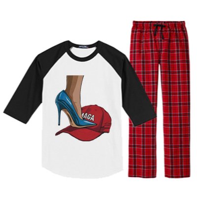 Kamala Harris Heels Stepping On Maga Hat Harris Walz 2024 Raglan Sleeve Pajama Set