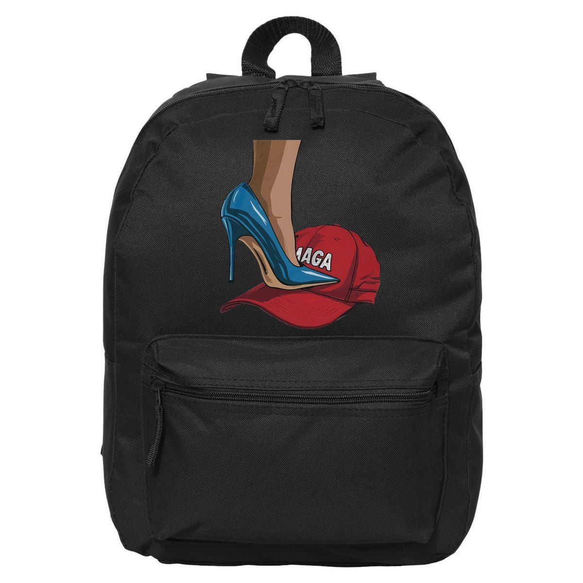 Kamala Harris Heels Stepping On Maga Hat Harris Walz 2024 16 in Basic Backpack