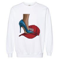 Kamala Harris Heels Stepping On Maga Hat Harris Walz 2024 Garment-Dyed Sweatshirt