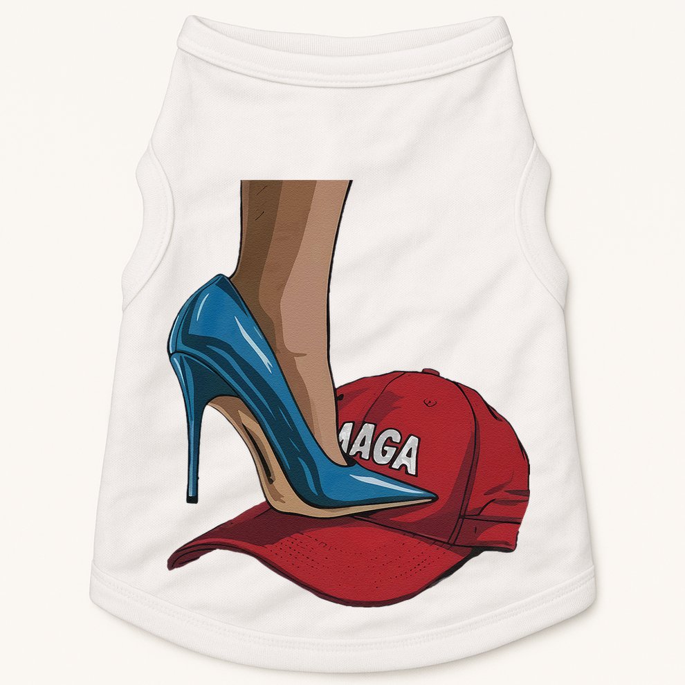 Kamala Harris Heels Stepping On Maga Hat Harris Walz 2024 Doggie Tank