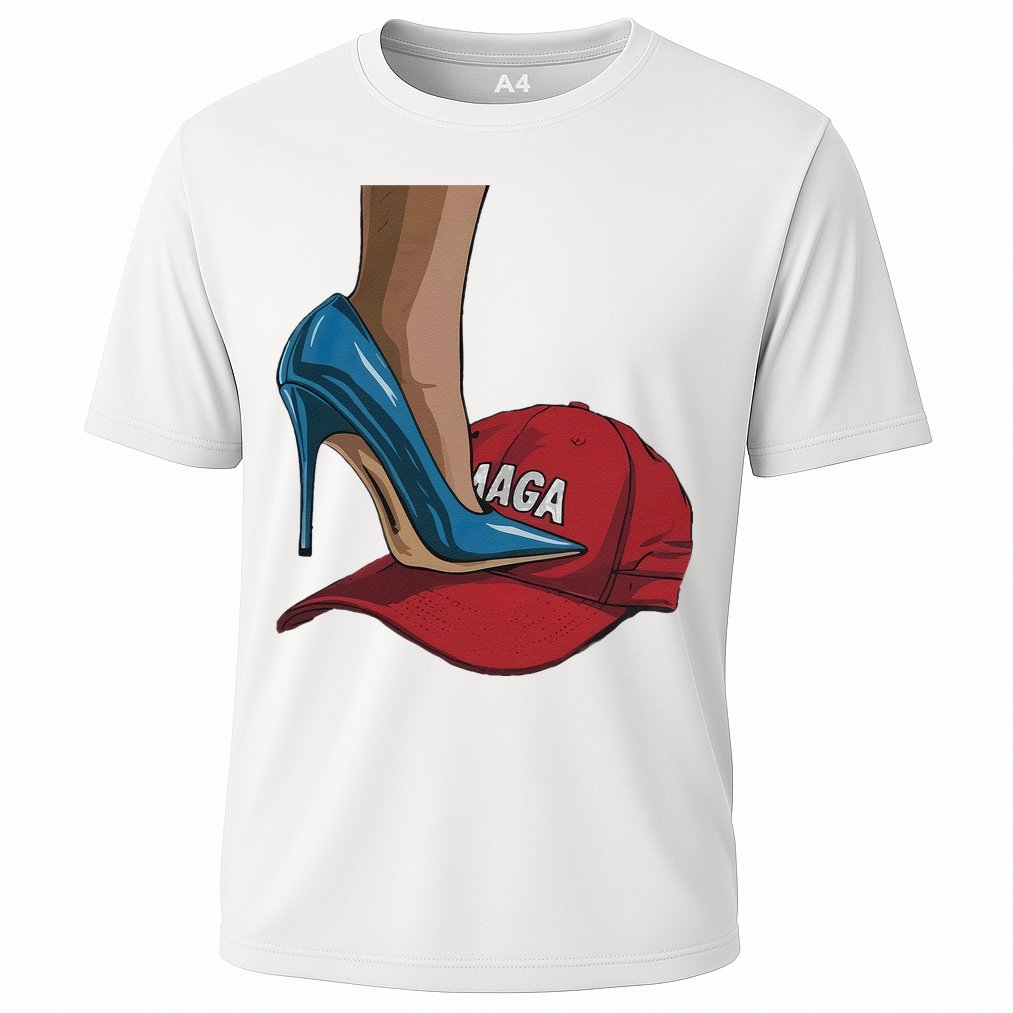 Kamala Harris Heels Stepping On Maga Hat Harris Walz 2024 Cooling Performance Crew T-Shirt