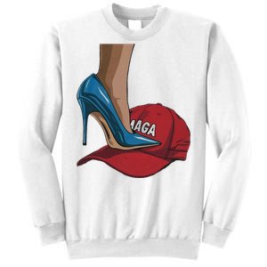 Kamala Harris Heels Stepping On Maga Hat Harris Walz 2024 Sweatshirt