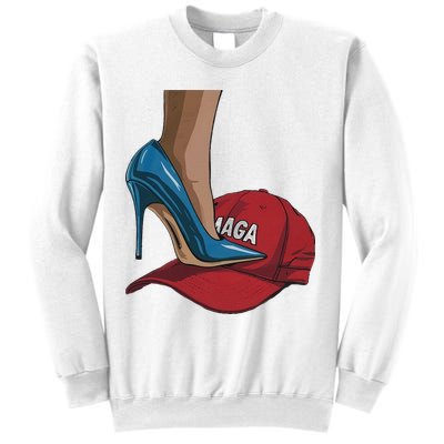 Kamala Harris Heels Stepping On Maga Hat Harris Walz 2024 Sweatshirt