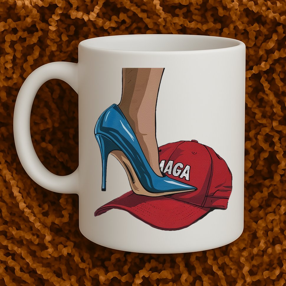 Kamala Harris Heels Stepping On Maga Hat Harris Walz 2024 Mug