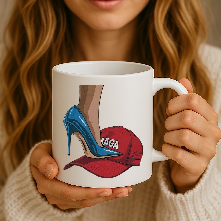 Kamala Harris Heels Stepping On Maga Hat Harris Walz 2024 Mug
