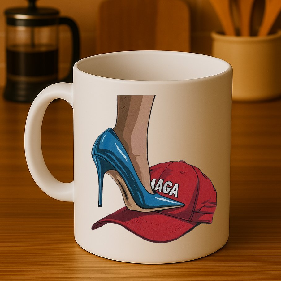 Kamala Harris Heels Stepping On Maga Hat Harris Walz 2024 Mug