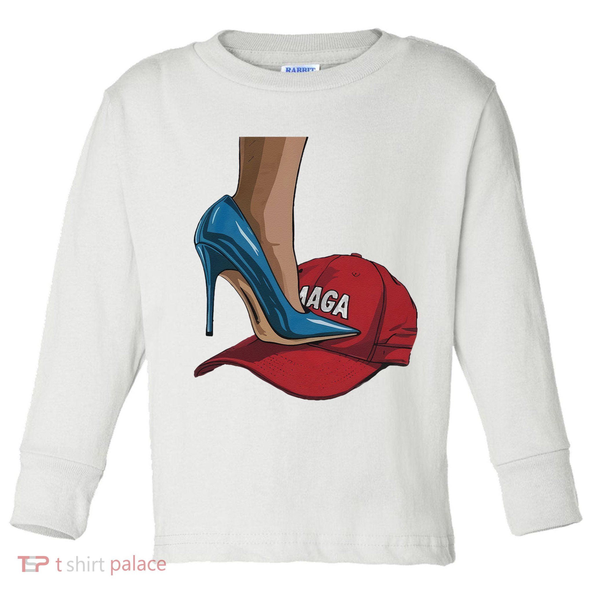 Kamala Harris Heels Stepping On Maga Hat Harris Walz 2024 Toddler Long Sleeve Shirt