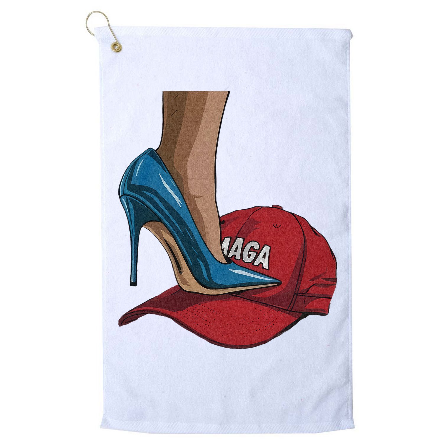 Kamala Harris Heels Stepping On Maga Hat Harris Walz 2024 Golf Towel
