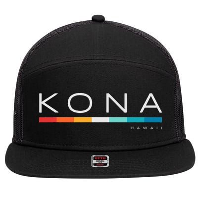 Kona Hawaii HI Retro Design 7 Panel Mesh Trucker Snapback Hat