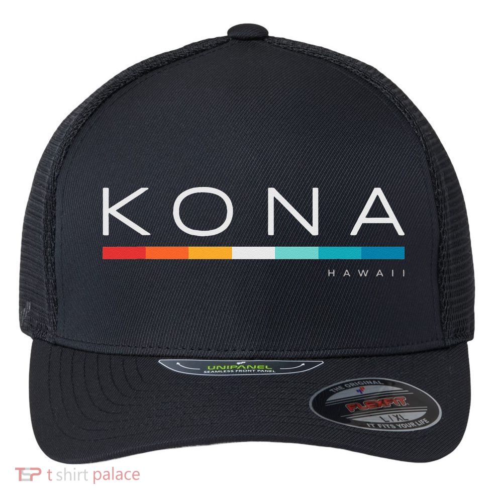 Kona Hawaii HI Retro Design Flexfit Unipanel Trucker Cap