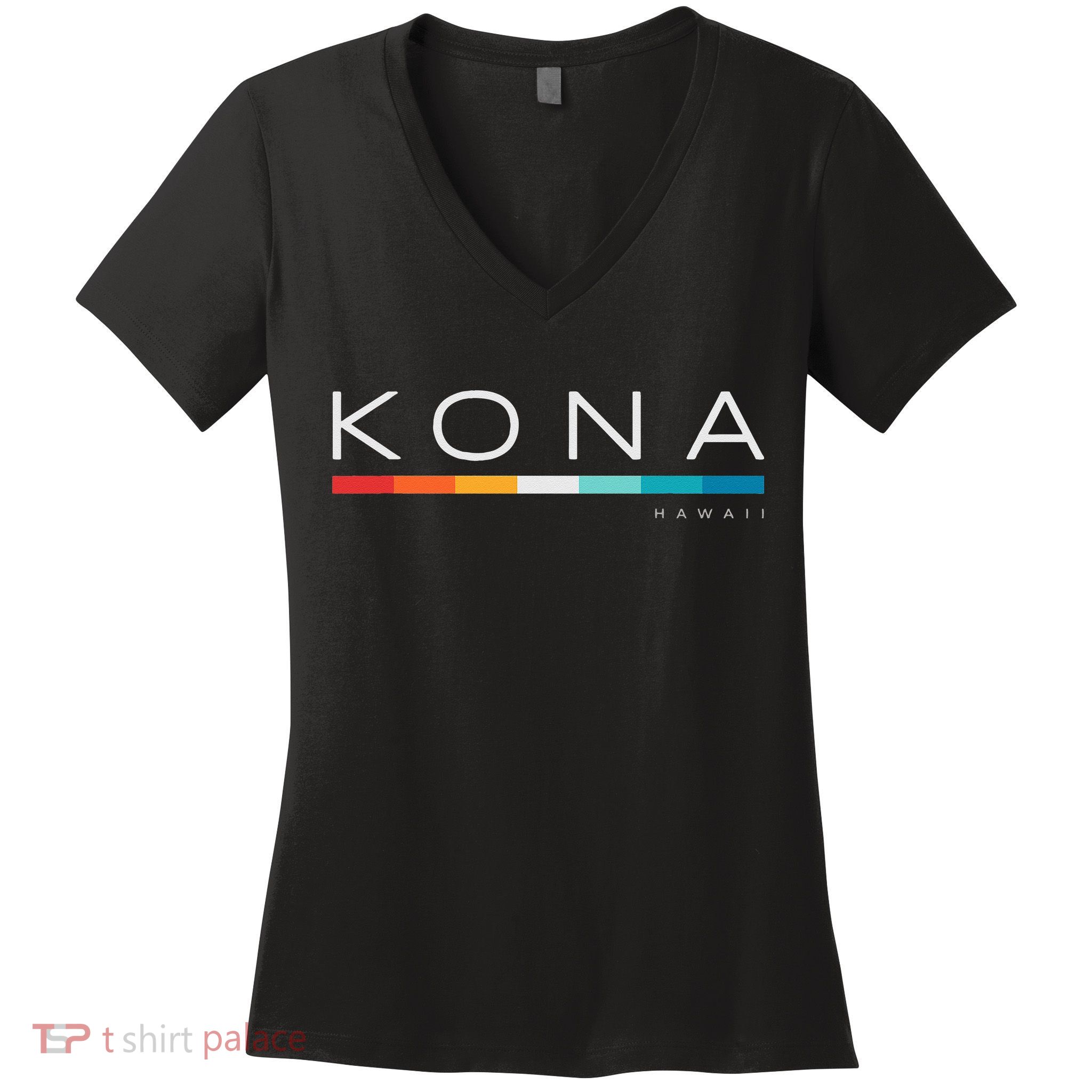 Kona Hawaii HI Retro Design Women's V-Neck T-Shirt