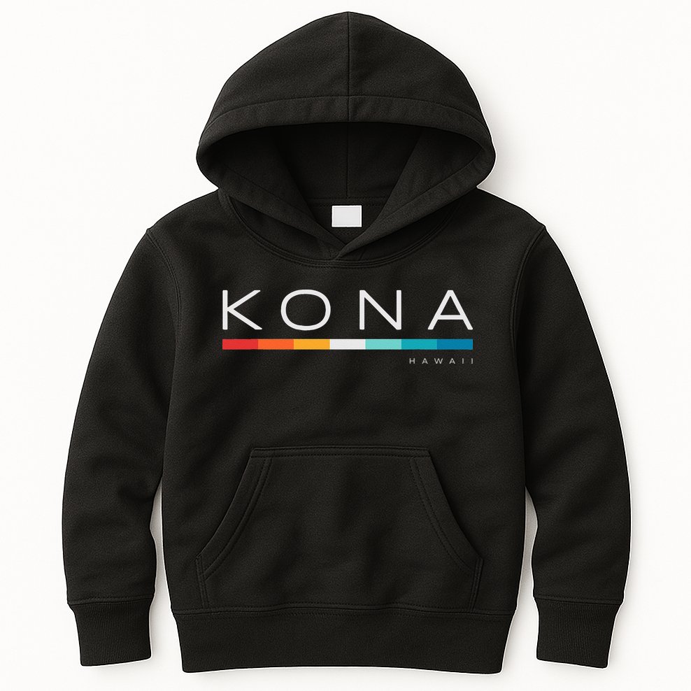Kona Hawaii HI Retro Design Kids Hoodie