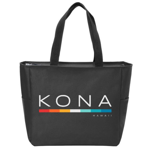 Kona Hawaii HI Retro Design Zip Tote Bag