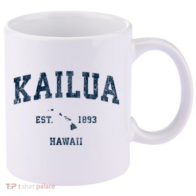 Kailua Hawaii Hi Vintage Sports Design 11oz C Handle Ceramic Mug