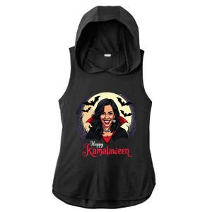 Kamala Harris Happy Kamalaween Pumpkin Ghost Vote Ladies PosiCharge Tri-Blend Wicking Draft Hoodie Tank