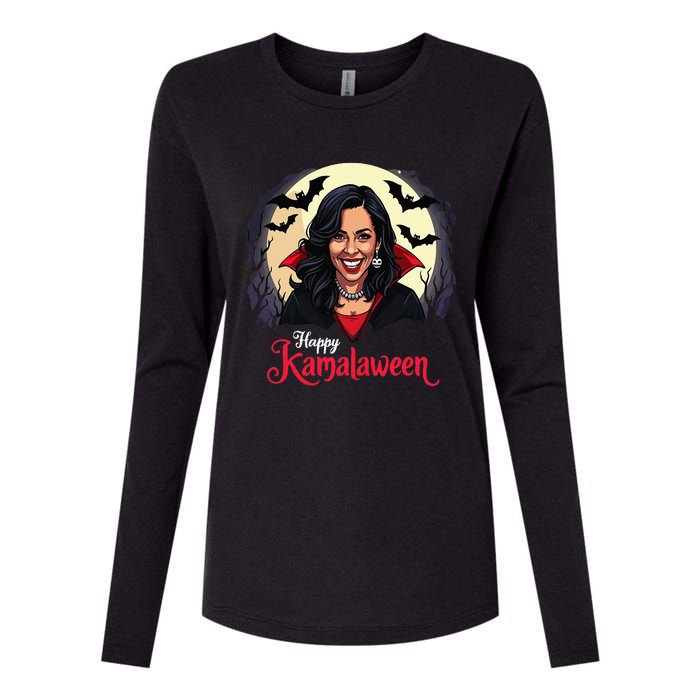 Kamala Harris Happy Kamalaween Pumpkin Ghost Vote Womens Cotton Relaxed Long Sleeve T-Shirt