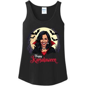 Kamala Harris Happy Kamalaween Pumpkin Ghost Vote Ladies Essential Tank