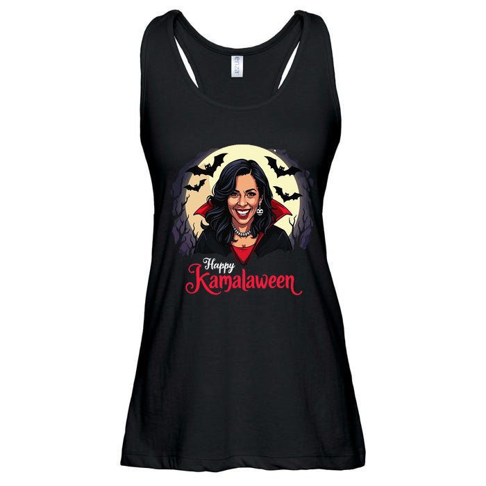 Kamala Harris Happy Kamalaween Pumpkin Ghost Vote Ladies Essential Flowy Tank