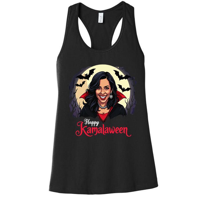 Kamala Harris Happy Kamalaween Pumpkin Ghost Vote Women's Racerback Tank