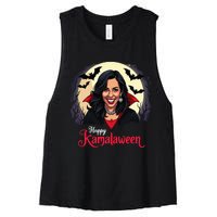 Kamala Harris Happy Kamalaween Pumpkin Ghost Vote Women's Racerback Cropped Tank