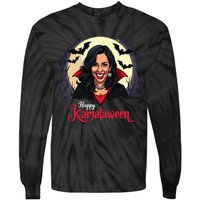 Kamala Harris Happy Kamalaween Pumpkin Ghost Vote Tie-Dye Long Sleeve Shirt