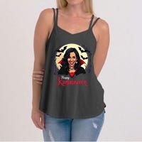 Kamala Harris Happy Kamalaween Pumpkin Ghost Vote Women's Strappy Tank