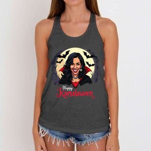 Kamala Harris Happy Kamalaween Pumpkin Ghost Vote Women's Knotted Racerback Tank