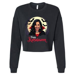 Kamala Harris Happy Kamalaween Pumpkin Ghost Vote Cropped Pullover Crew