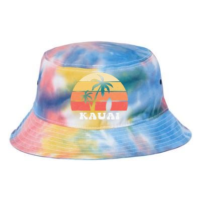 Kauai Hawaii HI Hawaiian Island Palm Tree 70s 80s Retro Surf Tie Dye Newport Bucket Hat