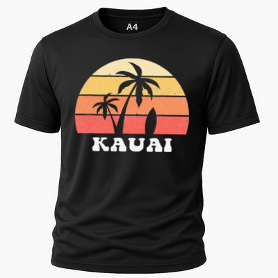 Kauai Hawaii HI Hawaiian Island Palm Tree 70s 80s Retro Surf Performance Shirt
