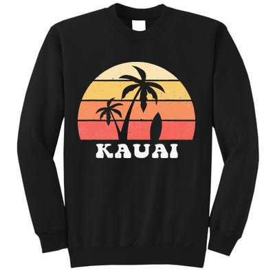 Kauai Hawaii HI Hawaiian Island Palm Tree 70s 80s Retro Surf Sweatshirt