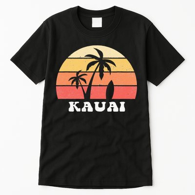 Kauai Hawaii HI Hawaiian Island Palm Tree 70s 80s Retro Surf Tall T-Shirt