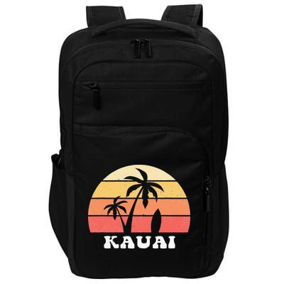 Kauai Hawaii HI Hawaiian Island Palm Tree 70s 80s Retro Surf Impact Tech Backpack