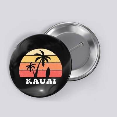 Kauai Hawaii HI Hawaiian Island Palm Tree 70s 80s Retro Surf Button