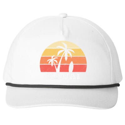 Kauai Hawaii HI Hawaiian Island Palm Tree 70s 80s Retro Surf Snapback Five-Panel Rope Hat